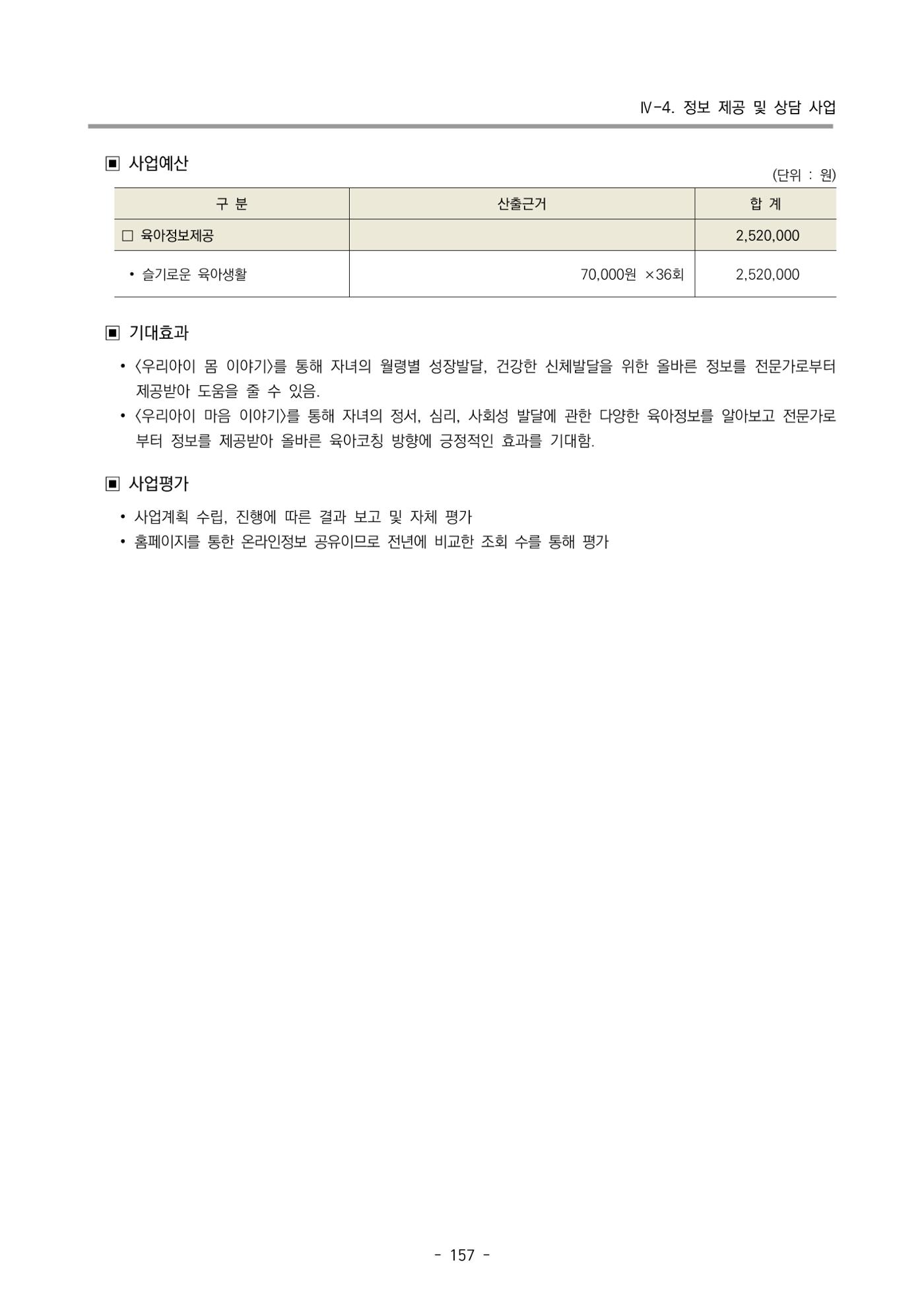 2025년도 부산광역시육아종합지원센터 변경사업계획(안) 159페이지