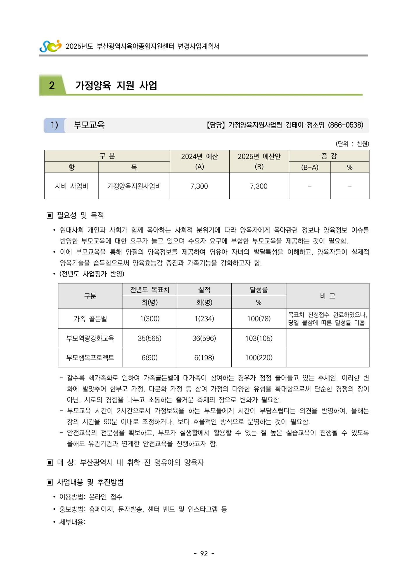 2025년도 부산광역시육아종합지원센터 변경사업계획(안) 94페이지