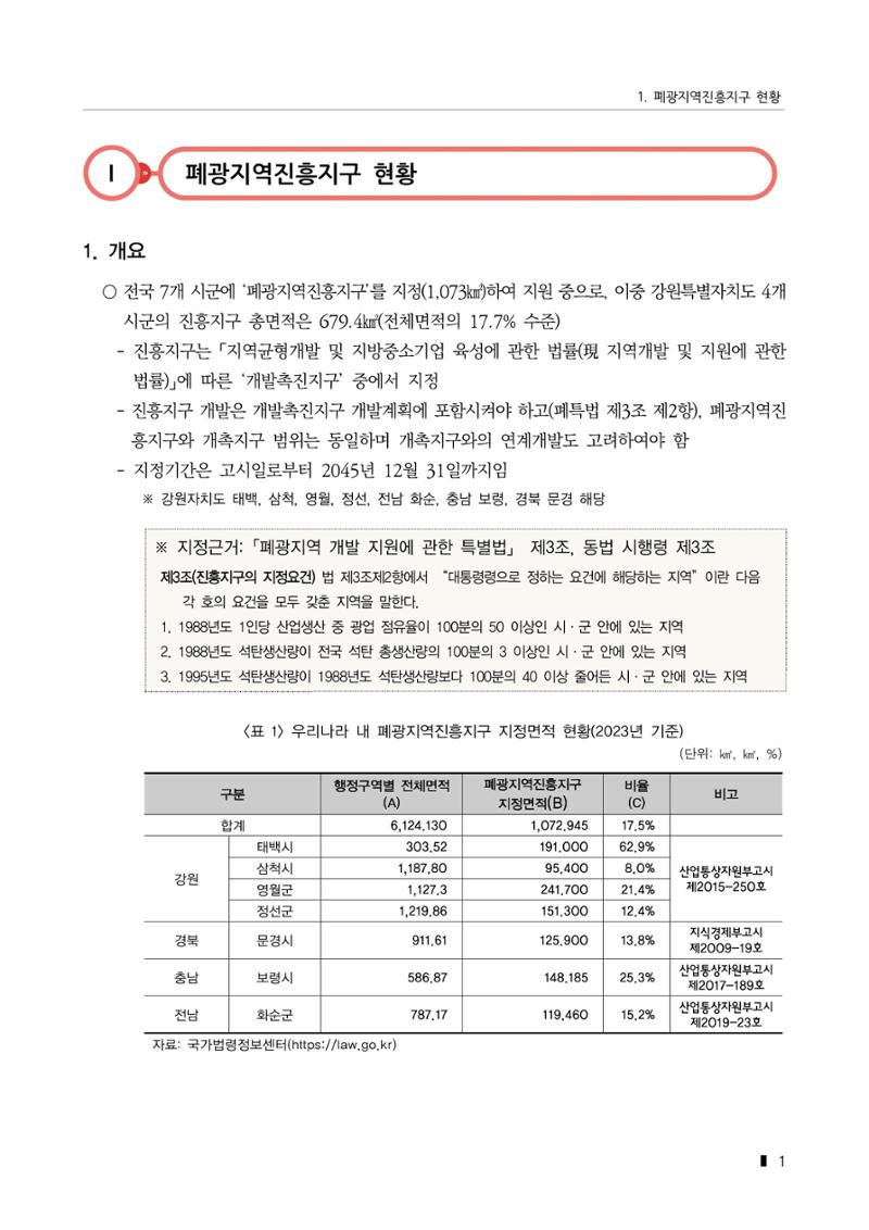 한눈에 보는 탄광지역 통계 주요지표 27페이지