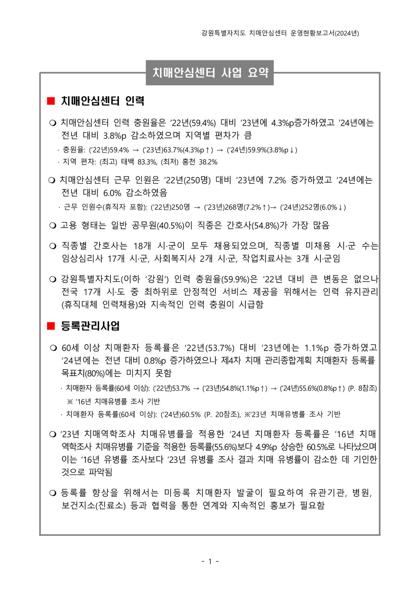 2024년 강원특별자치도 치매안심센터 운영현황보고서 6페이지