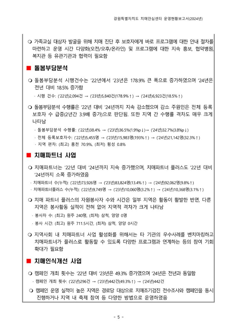 2024년 강원특별자치도 치매안심센터 운영현황보고서 10페이지