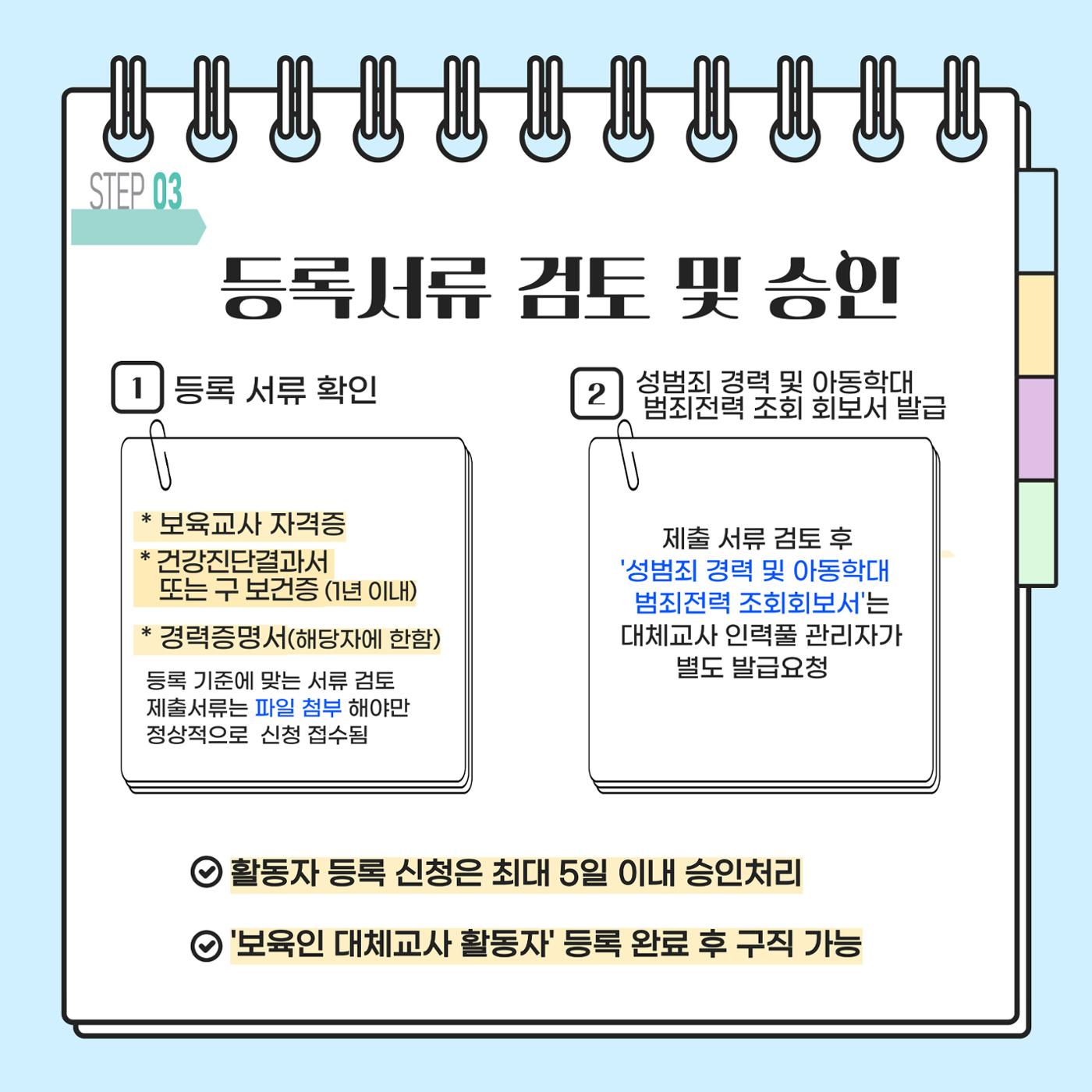 대체교사 인력풀 보육인 활동자 등록방법 4페이지