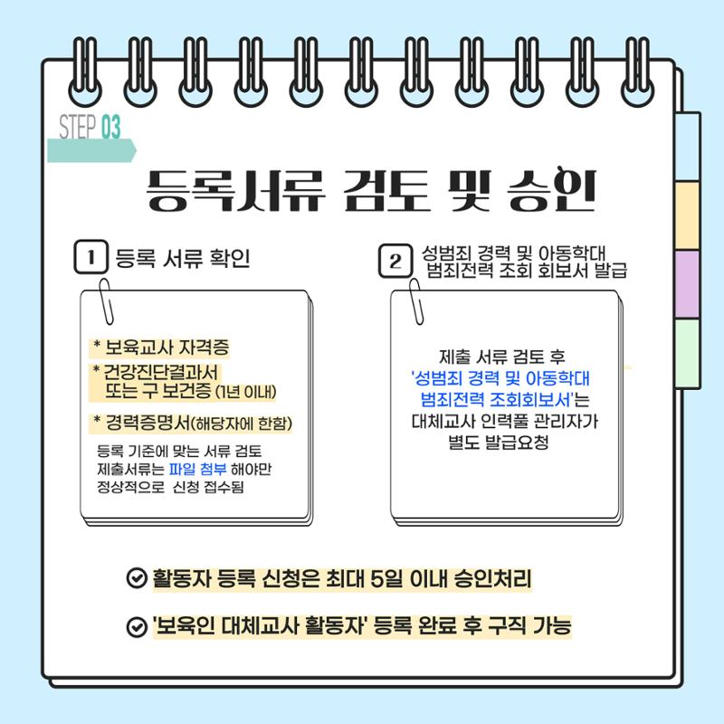 대체교사 인력풀 보육인 활동자 등록방법 4페이지