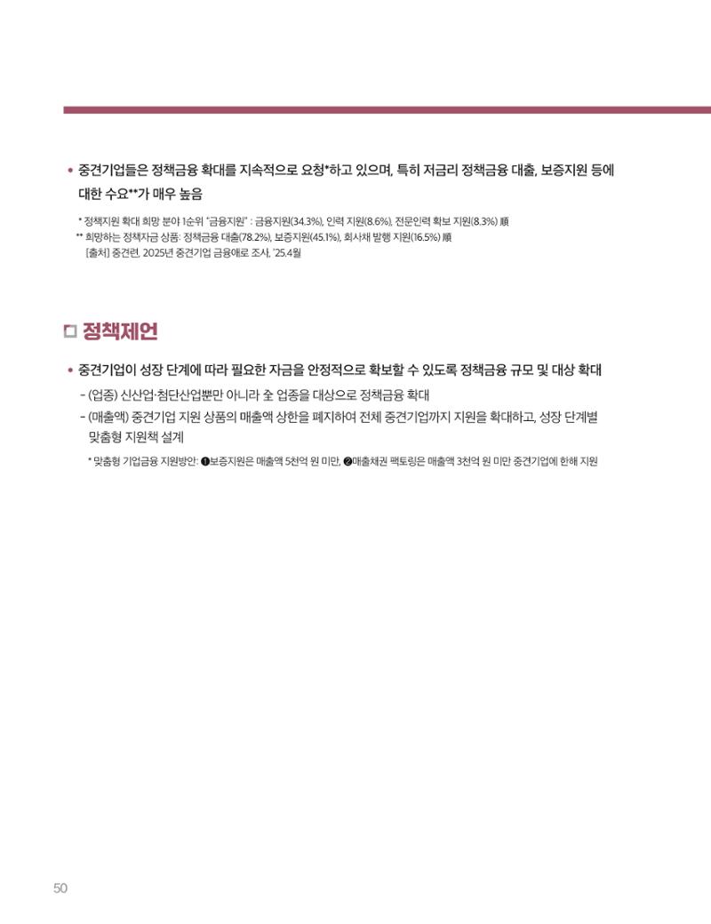 회복과 성장을 위한 중견기업계 정책제언 50페이지