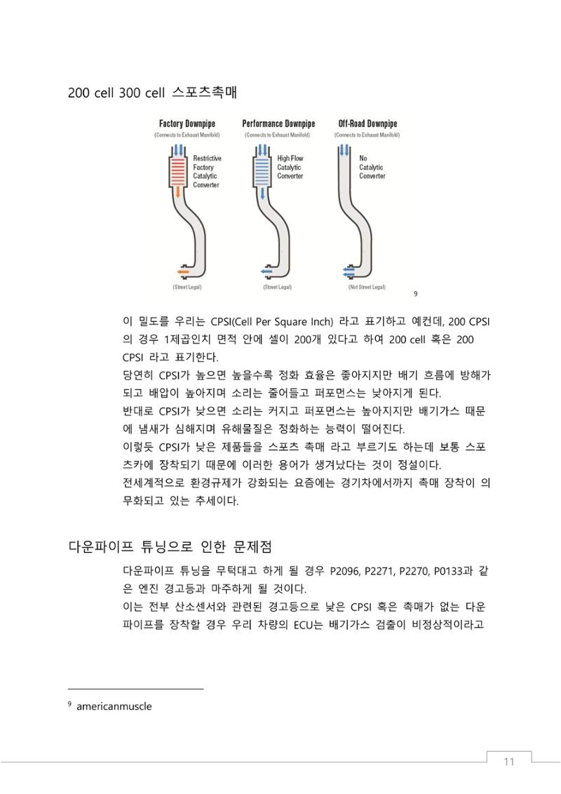 소비자 지향 배기튜닝 가이드: 부품 명칭과 용도에 기반한 커스텀 배기 설계 원칙 11페이지