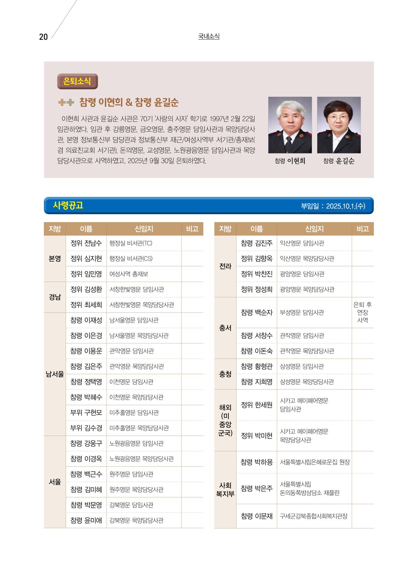 구세공보 국내소식 10월호 20페이지