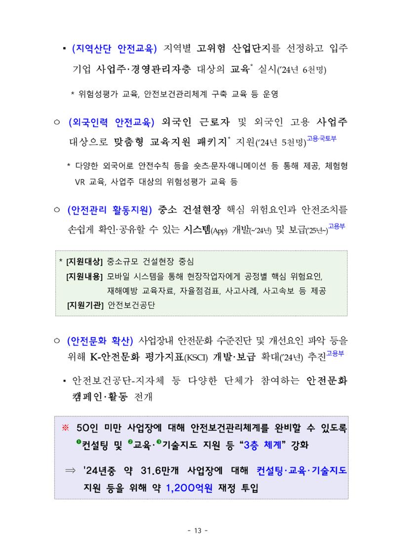 중대재해 취약분야 기업 지원대책 pdf 18페이지