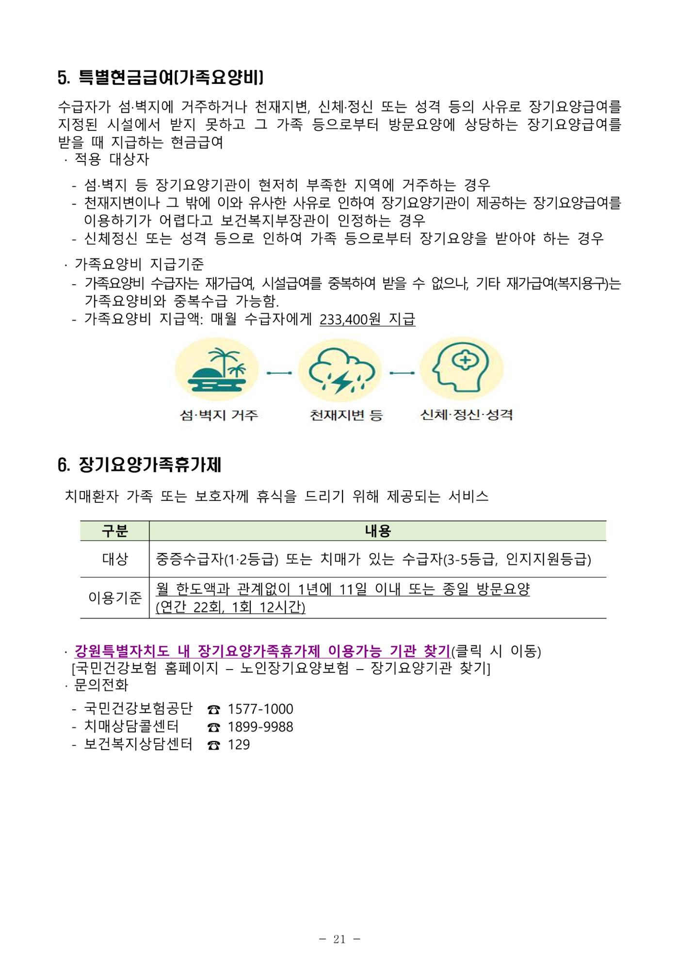 2025년 치매환자 및 노인을 위한 자원현황 안내서 21페이지