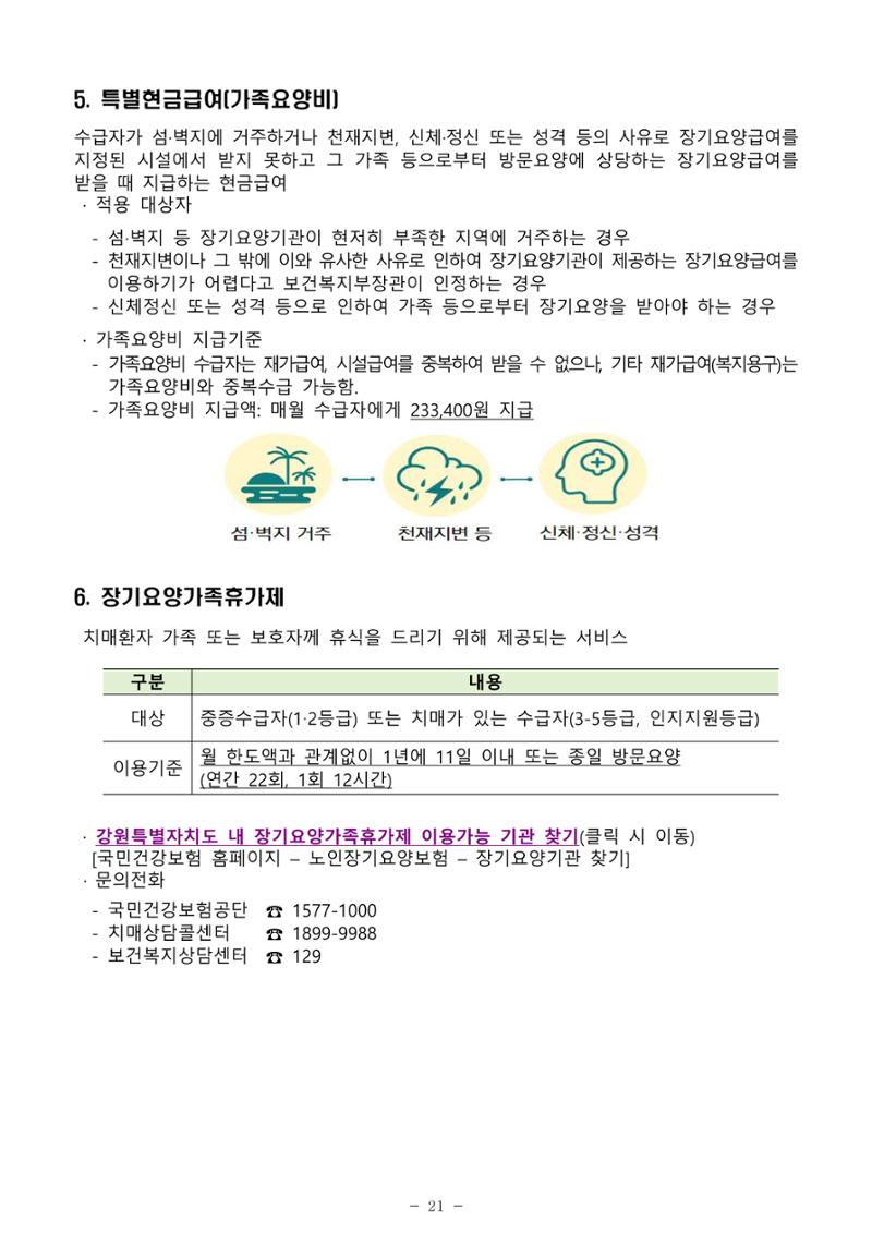 2025년 치매환자 및 노인을 위한 자원현황 안내서 21페이지
