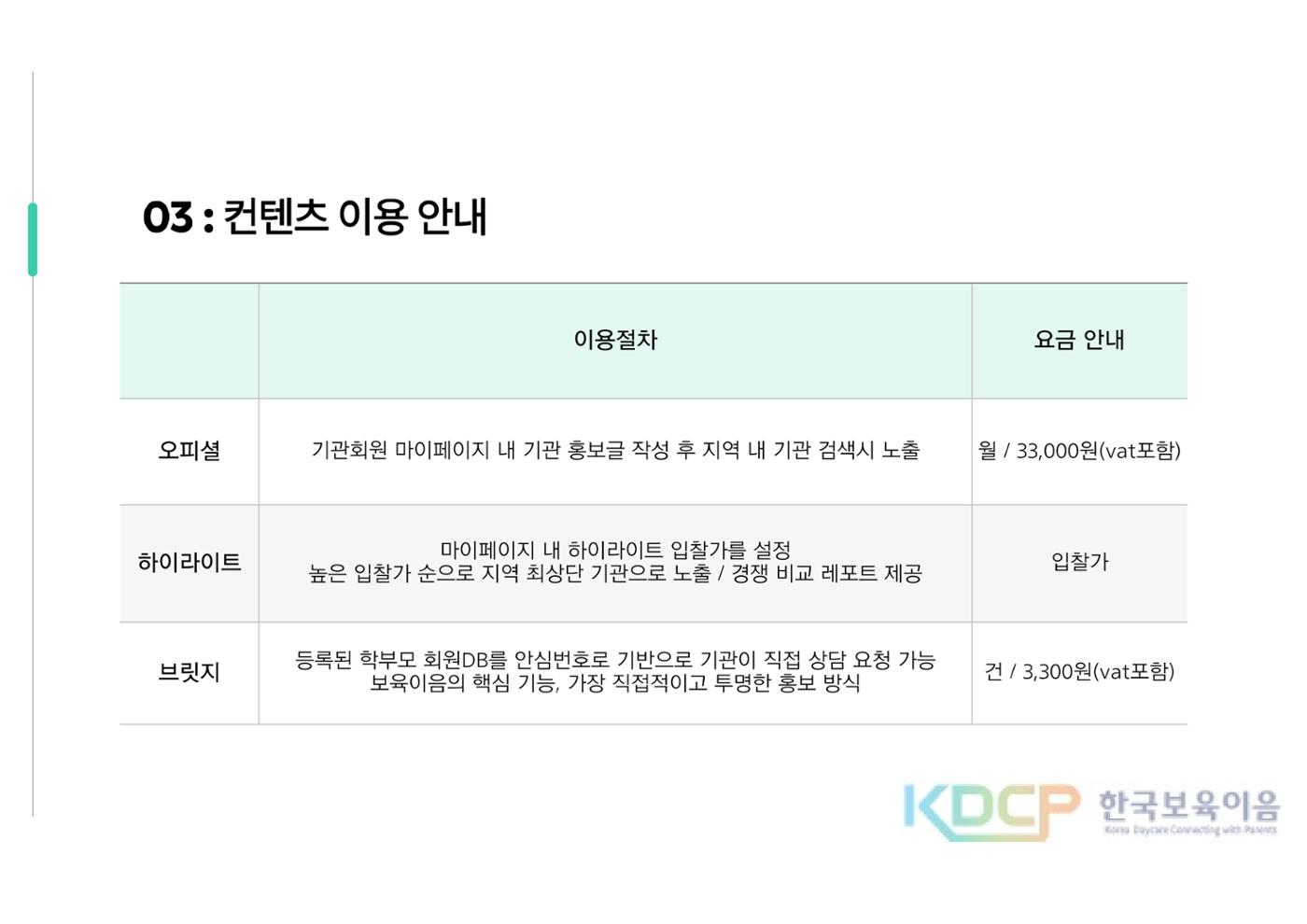 원아모집 홍보 플랫폼 제안서 6페이지