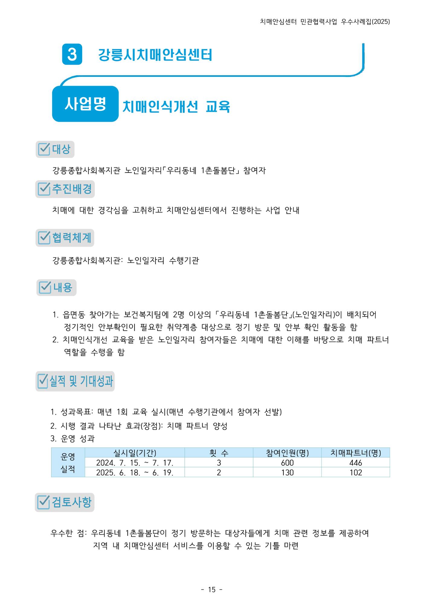 2025년 강원특별자치도 치매안심센터 민관협력사업 사례모음집 16페이지