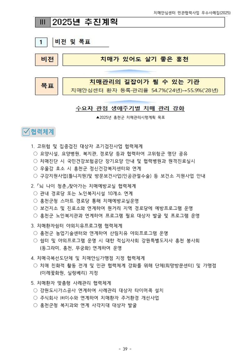 2025년 강원특별자치도 치매안심센터 민관협력사업 사례모음집 40페이지