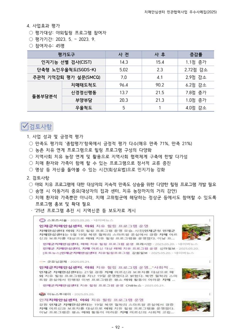 2025년 강원특별자치도 치매안심센터 민관협력사업 사례모음집 93페이지
