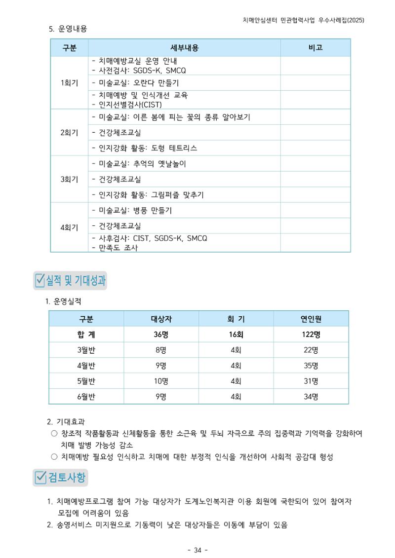 2025년 강원특별자치도 치매안심센터 민관협력사업 사례모음집 35페이지