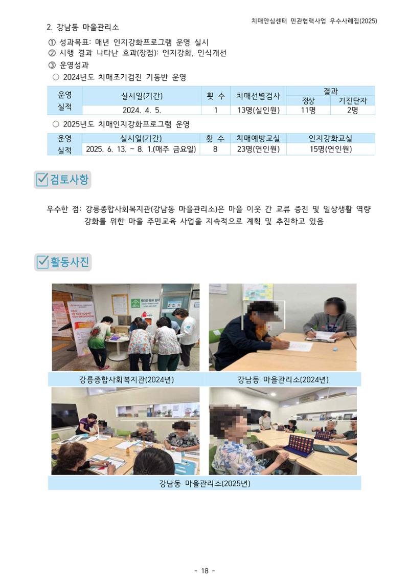 2025년 강원특별자치도 치매안심센터 민관협력사업 사례모음집 19페이지