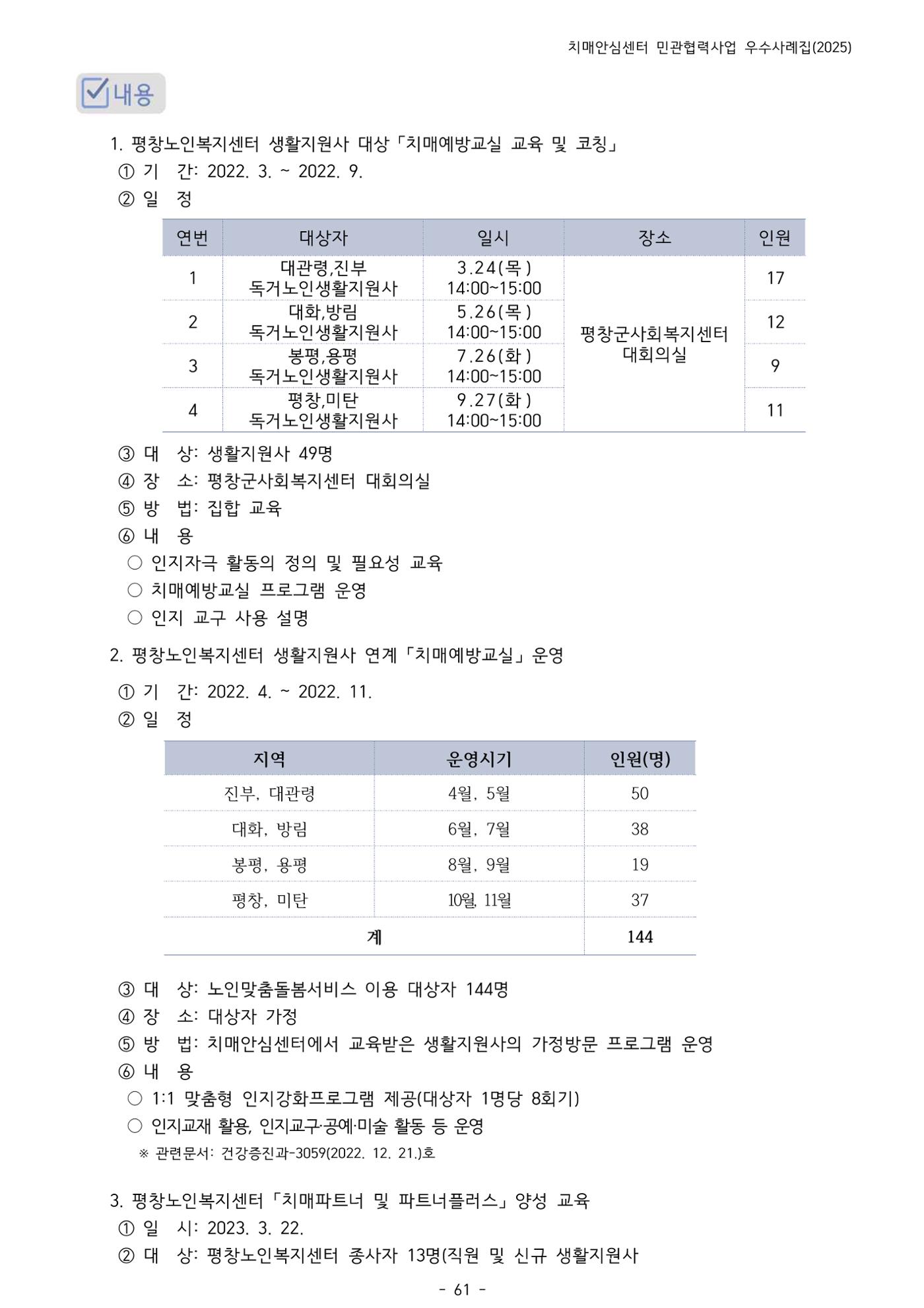 2025년 강원특별자치도 치매안심센터 민관협력사업 사례모음집 62페이지