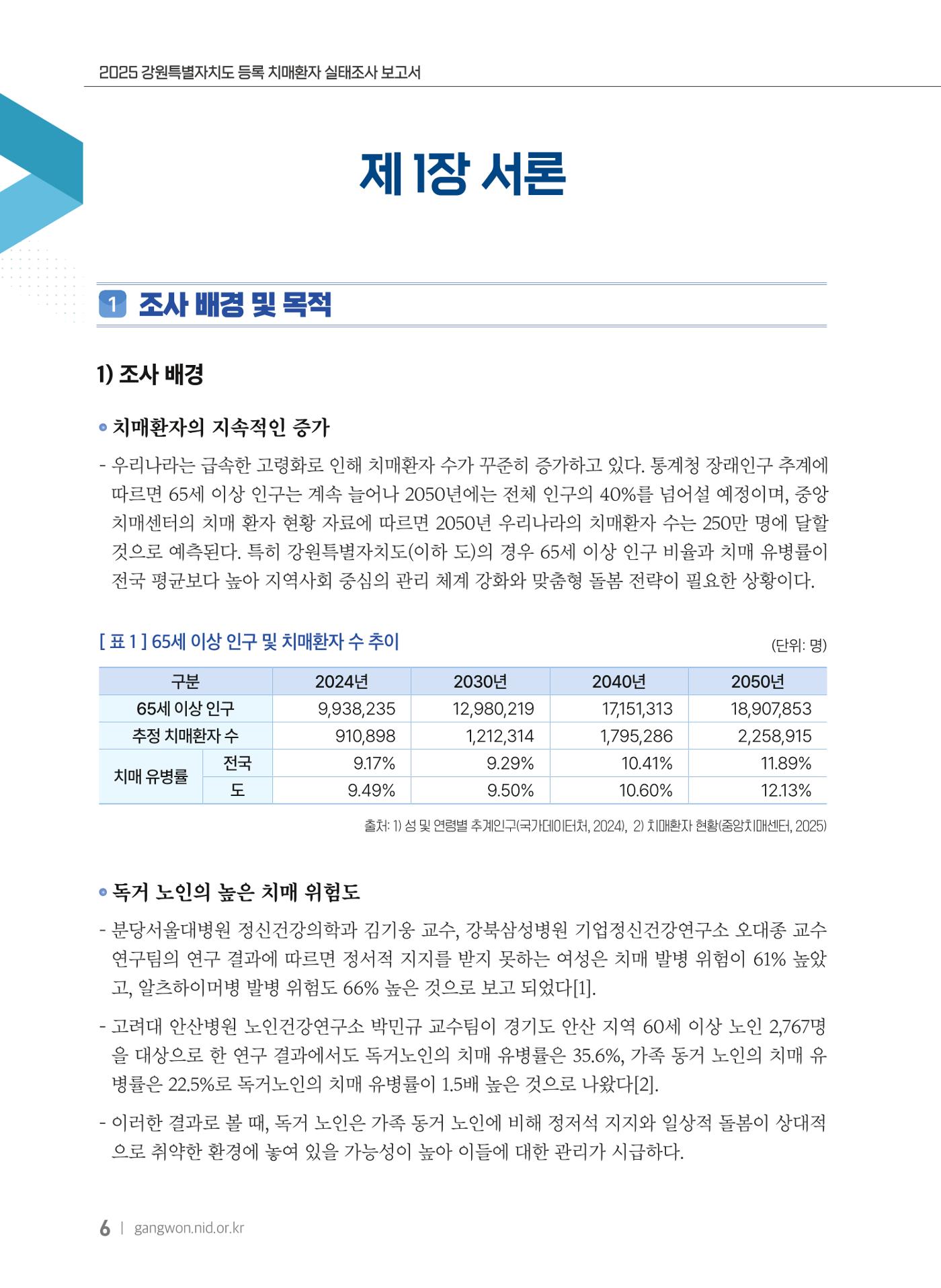 2025 강원특별자치도 등록 치매환자 실태조사 보고서 6페이지