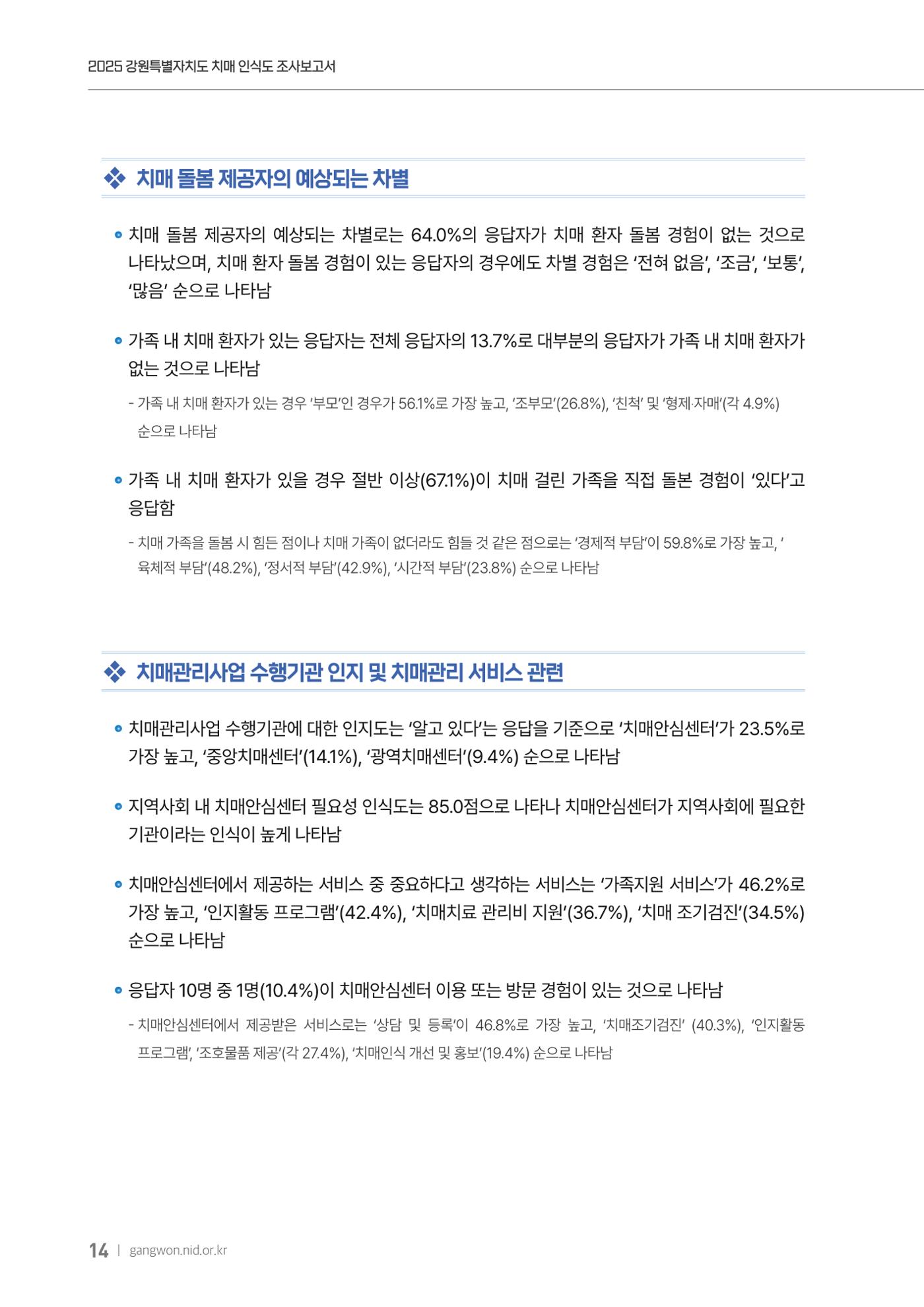 2025년 강원특별자치도 치매 인식도 조사보고서 14페이지