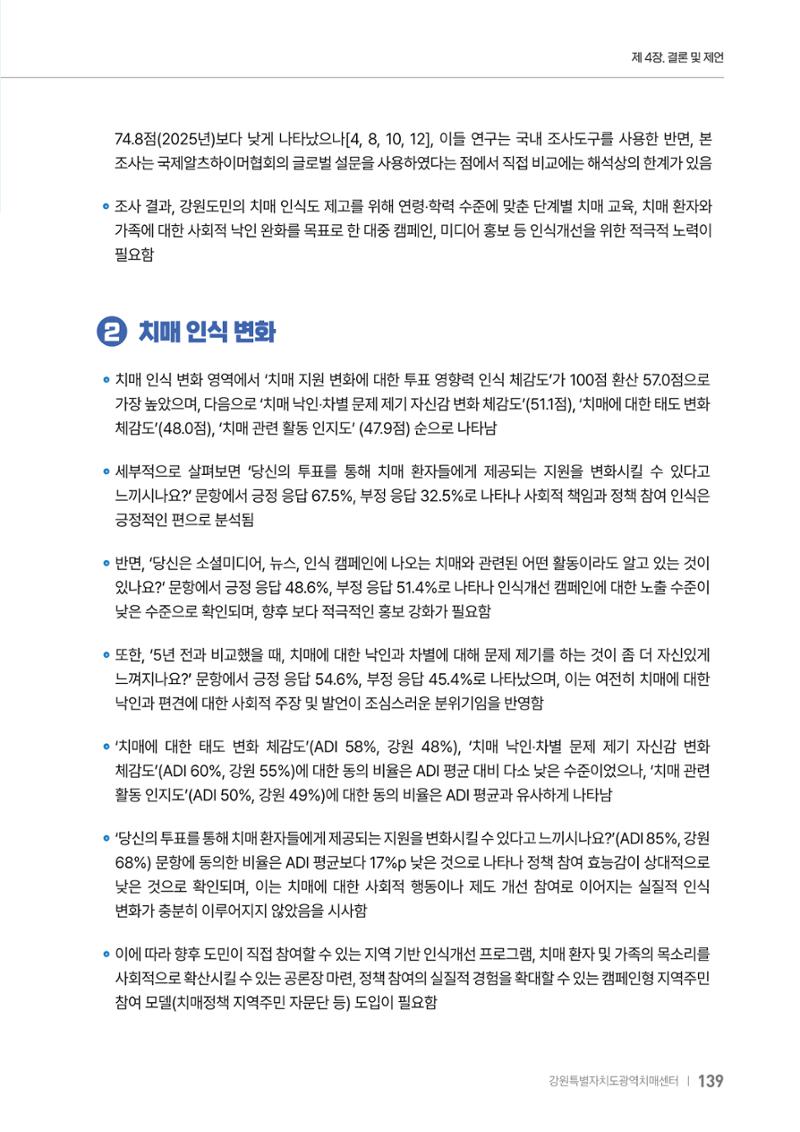 2025년 강원특별자치도 치매 인식도 조사보고서 139페이지