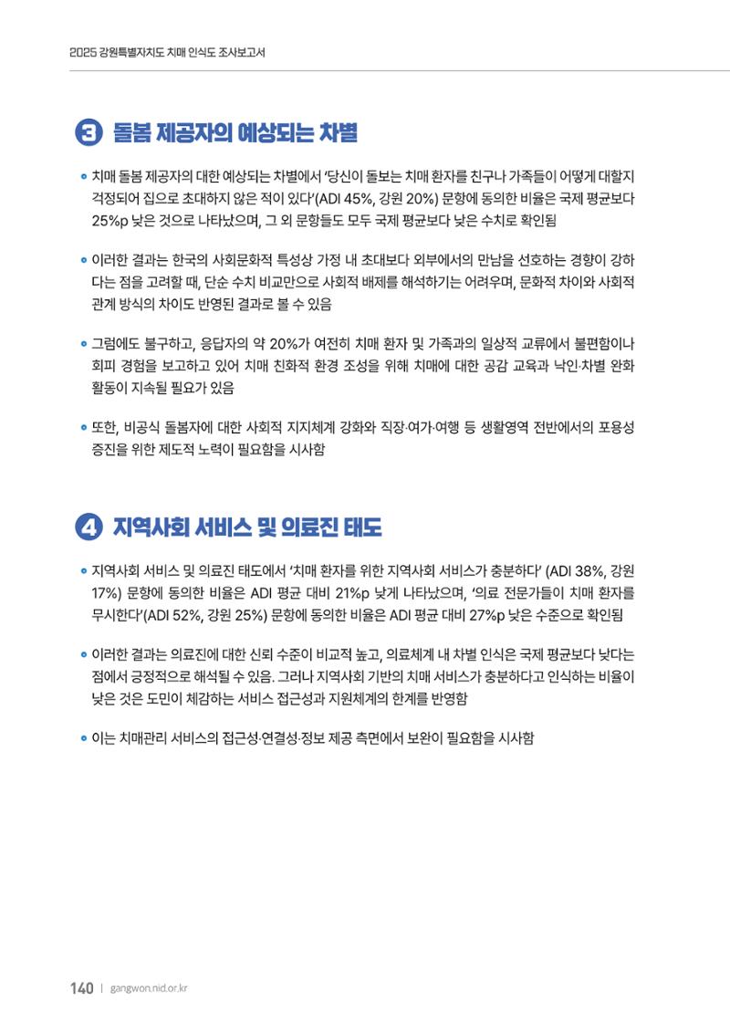2025년 강원특별자치도 치매 인식도 조사보고서 140페이지
