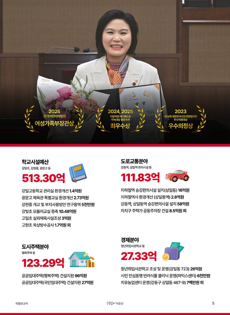 '강동엄마' 박춘선 시의원 의정보고 5페이지
