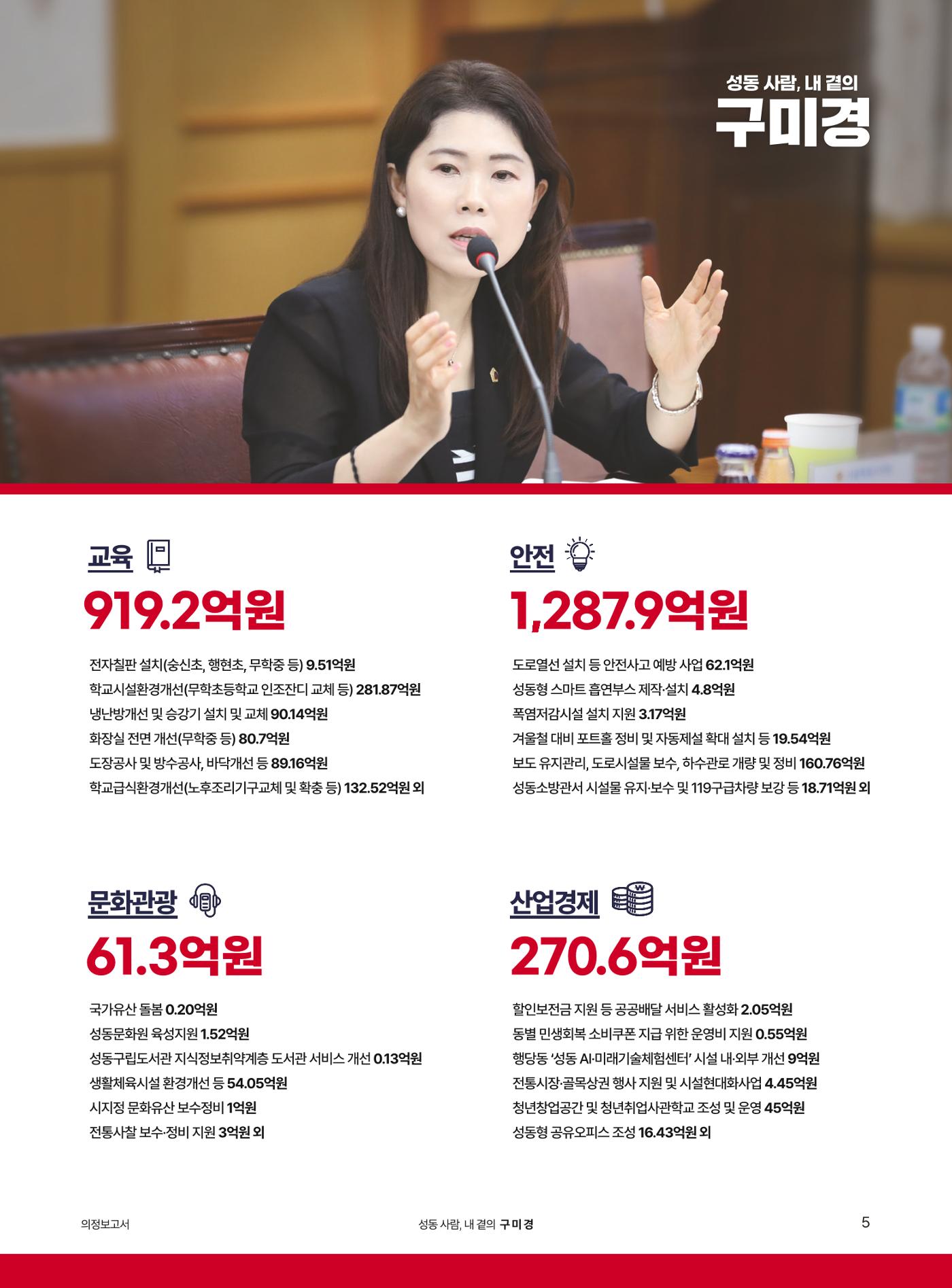 구미경 서울시의원 의정보고서 (성동 제2선거구) 5페이지