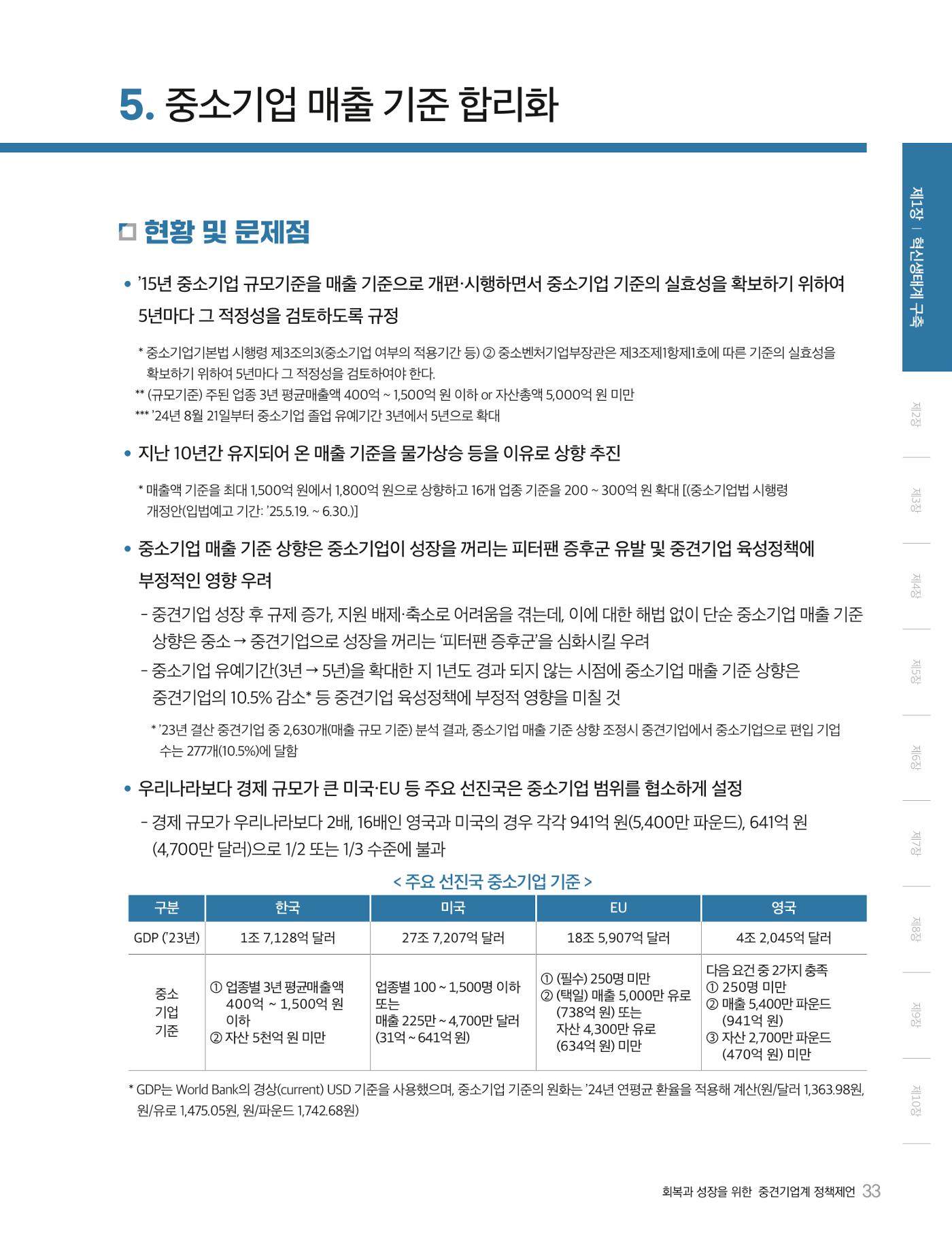 회복과 성장을 위한 중견기업계 정책제언 33p