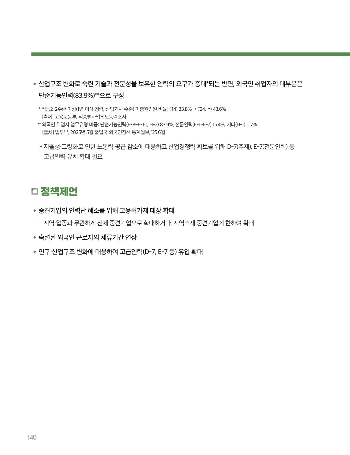 회복과 성장을 위한 중견기업계 정책제언 140p