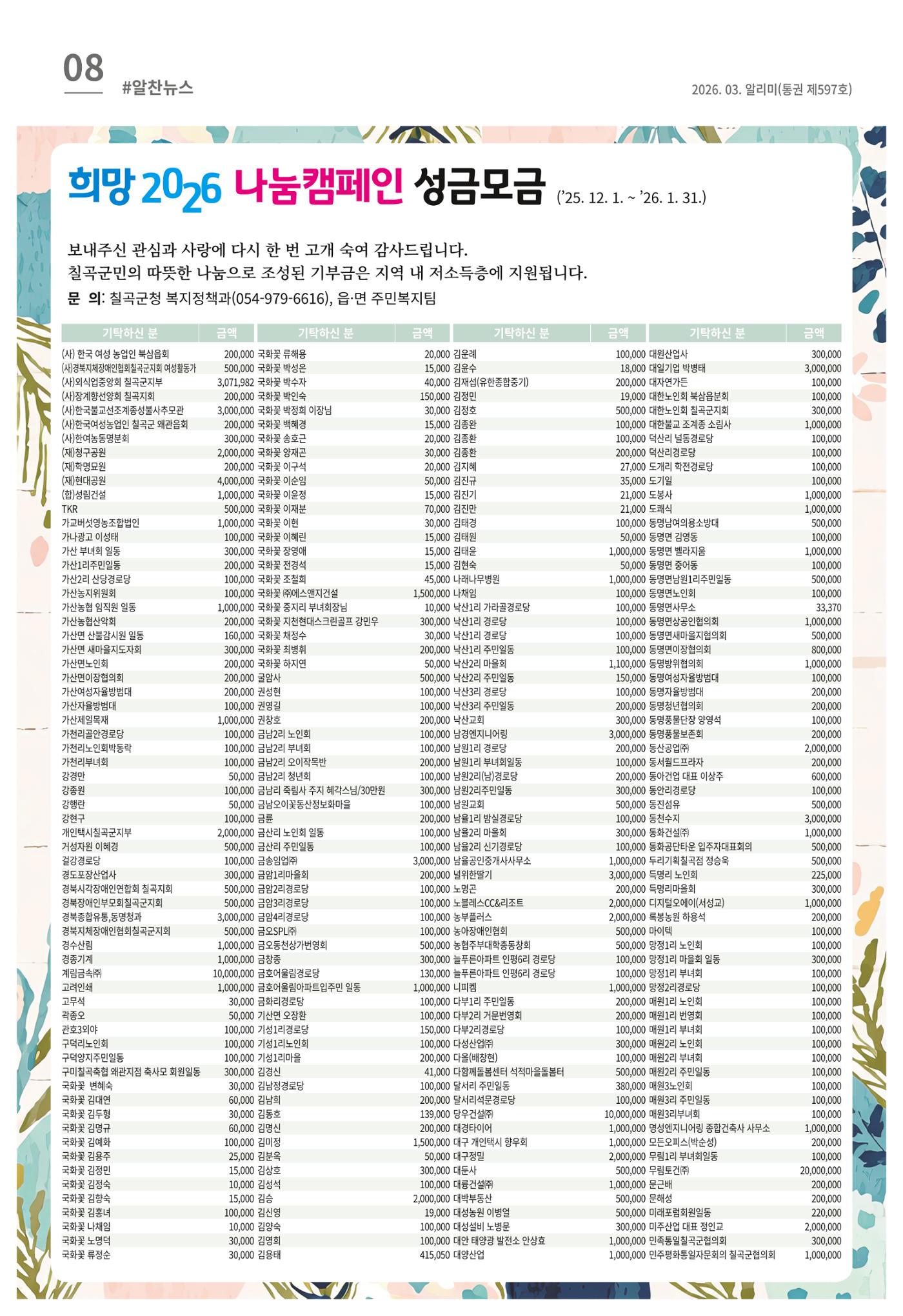 [럭키칠곡] 2026년 3월호 알리미 8페이지