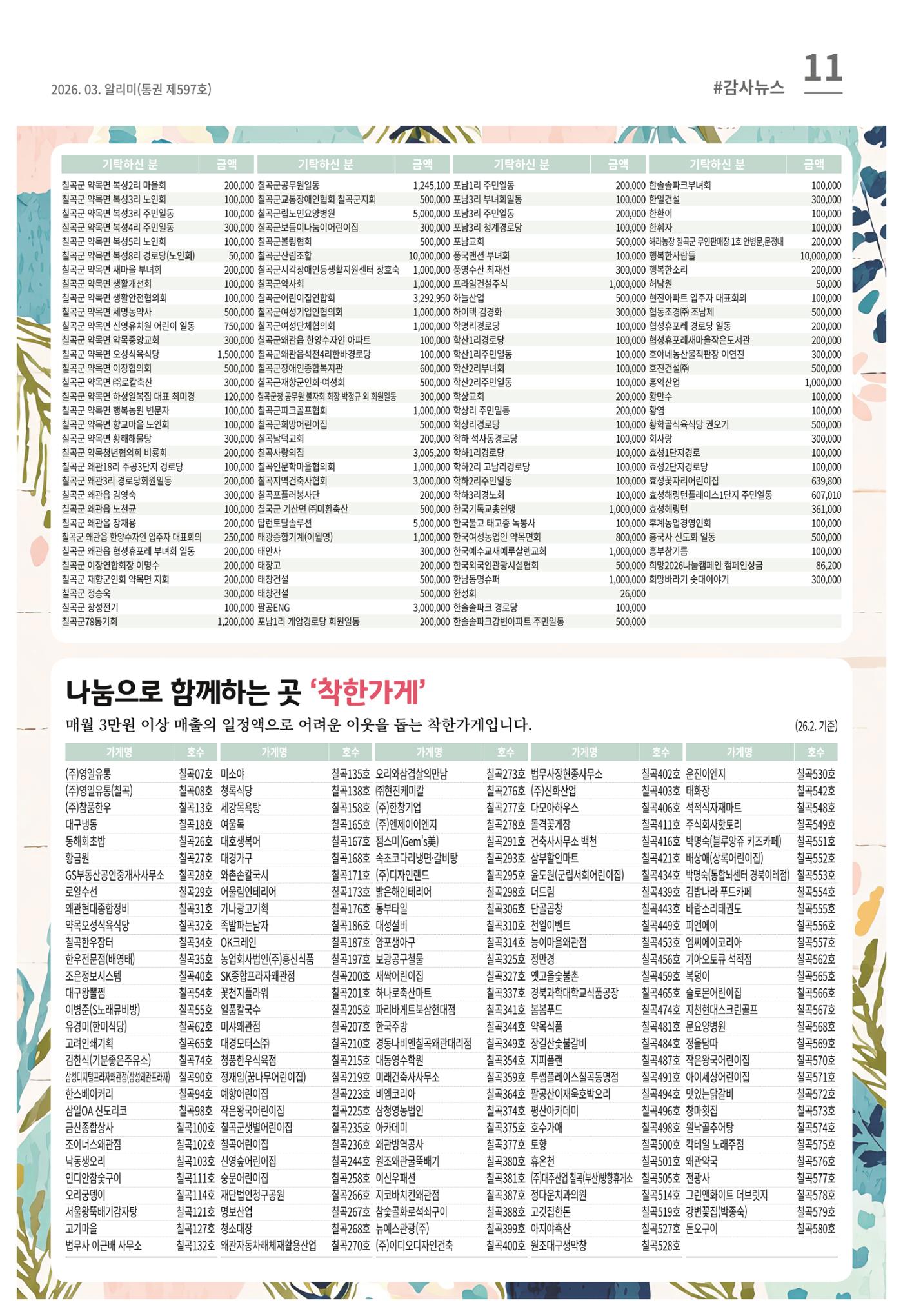 [럭키칠곡] 2026년 3월호 알리미 11페이지