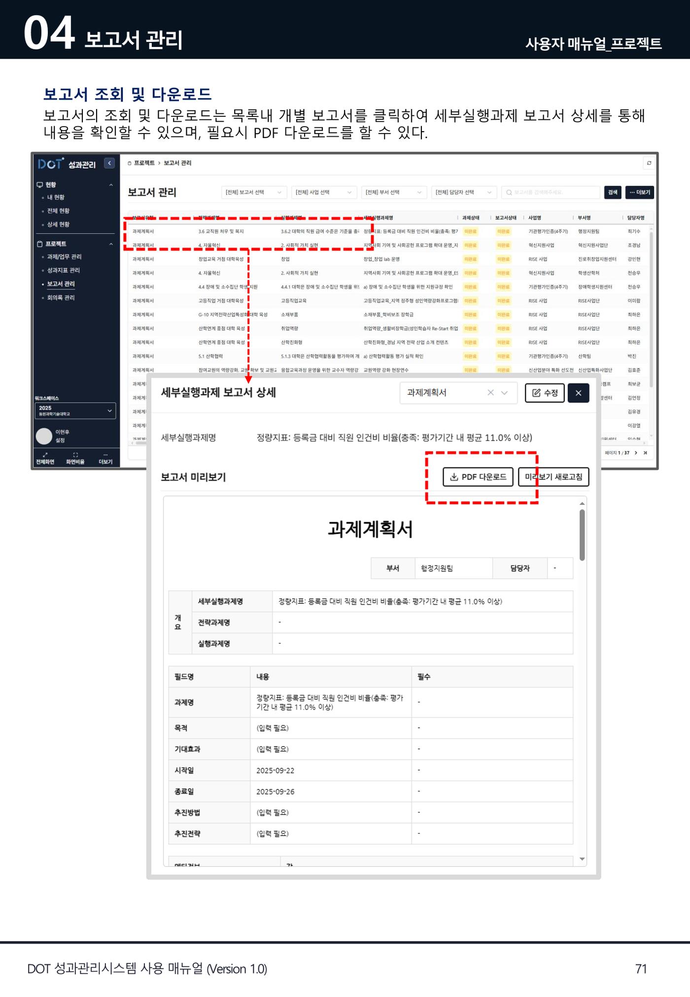 DOT 매뉴얼 71페이지