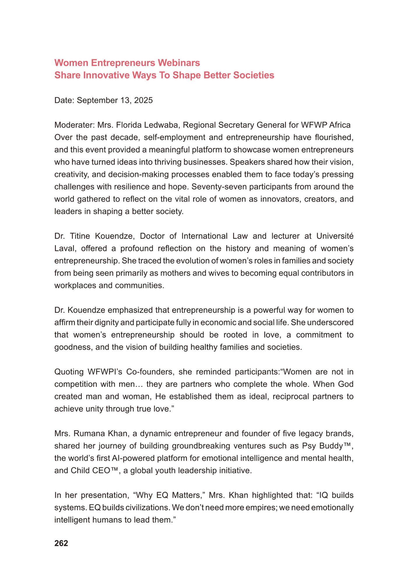 WFWP Annual Report 2025 262페이지