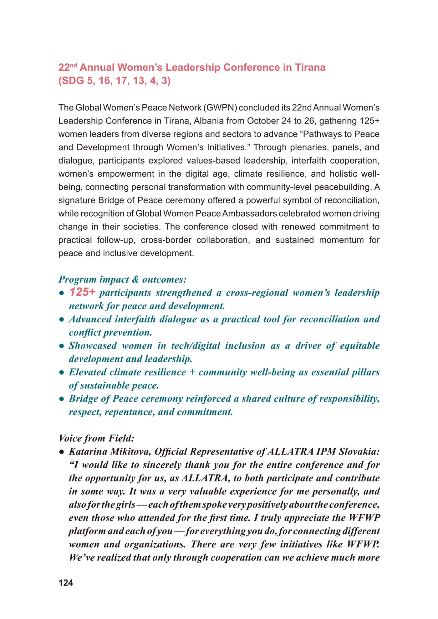 WFWP Annual Report 2025 124페이지