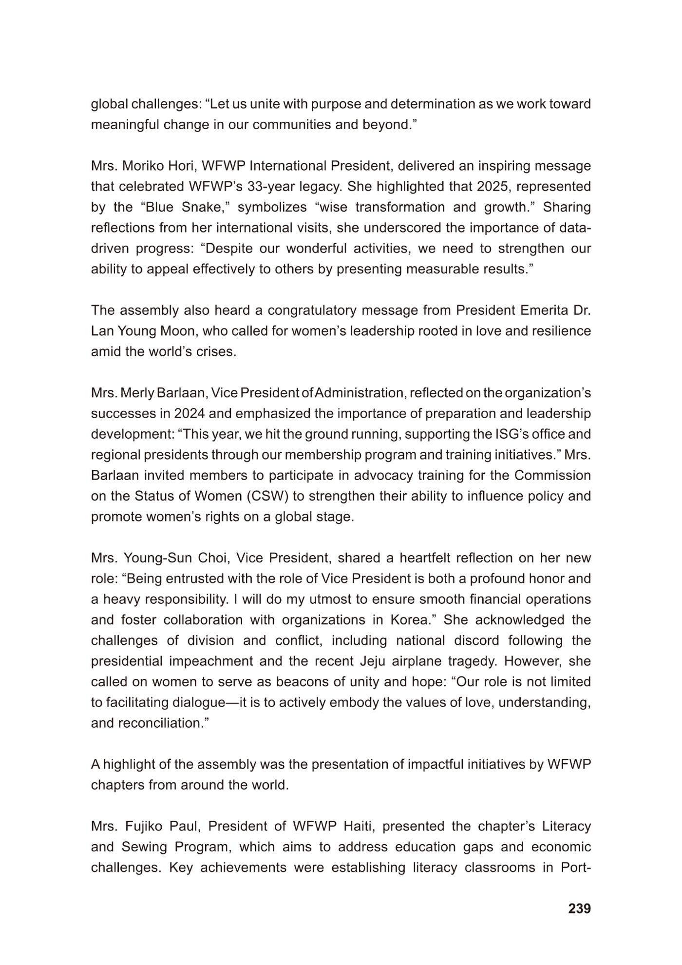 WFWP Annual Report 2025 239페이지
