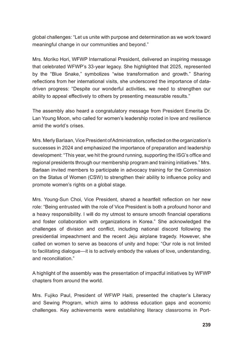 WFWP Annual Report 2025 239페이지