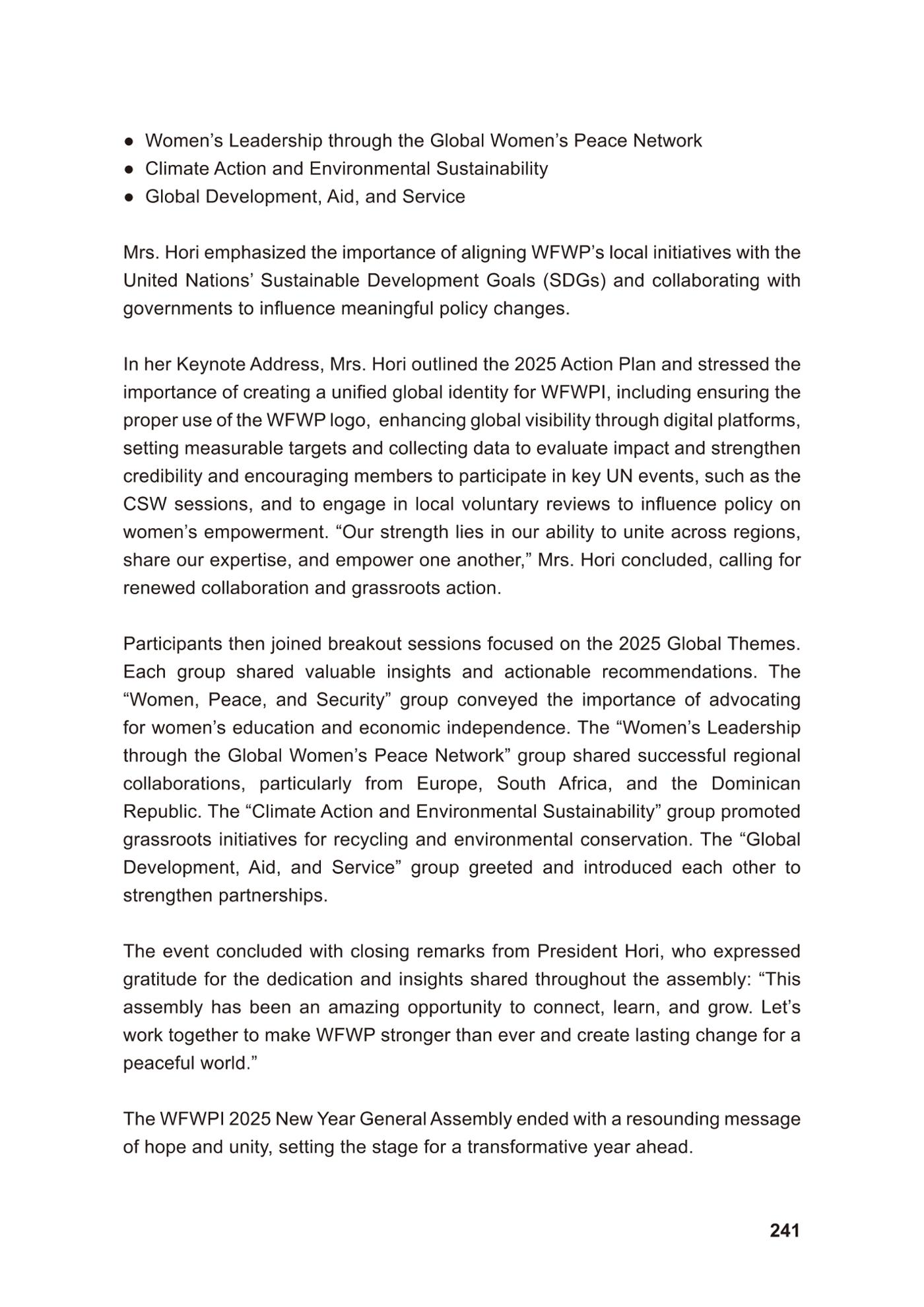WFWP Annual Report 2025 241페이지