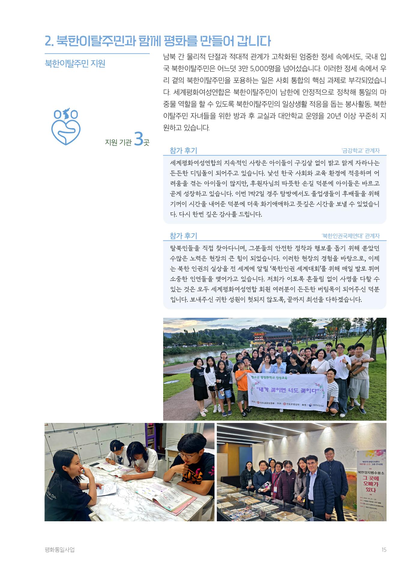 2025 세계평화여성연합 연차보고서 15페이지