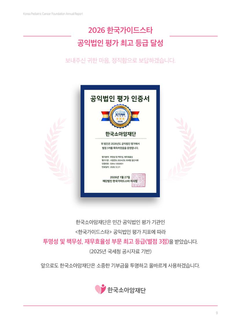 한국소아암재단 2025년 연차보고서 8페이지