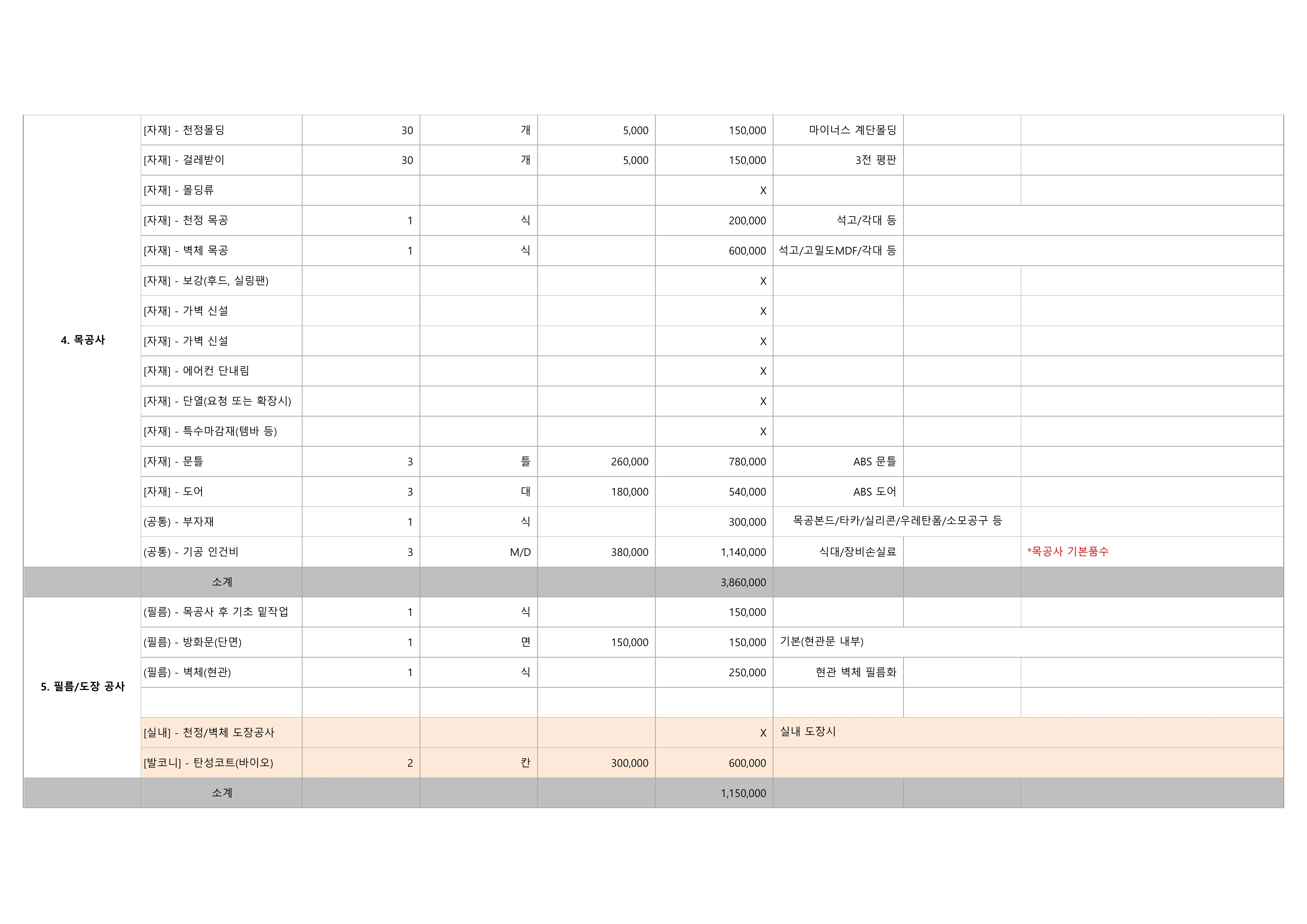 일곡청솔3차 (미포함 견적 5페이지