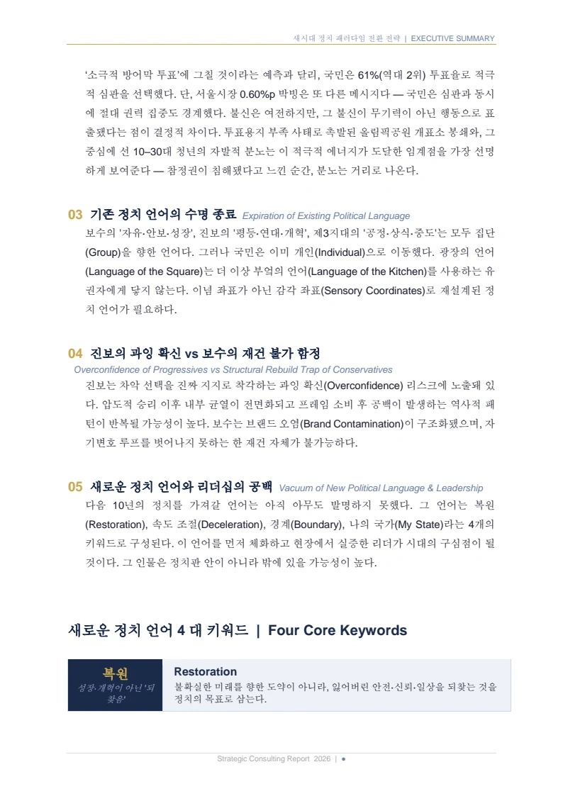 새시대 정치 패러다임 전환 전략 보고서 4페이지