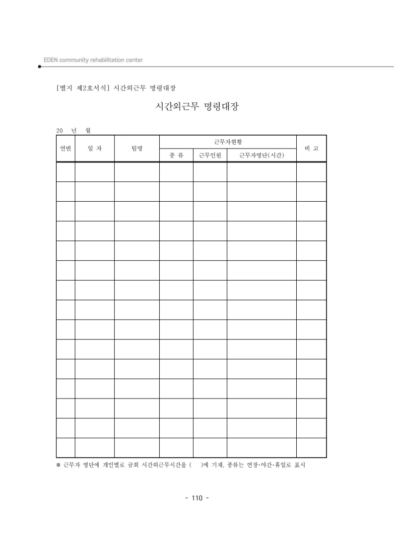 2025년 에덴장애인종합복지관 운영규정집 111페이지