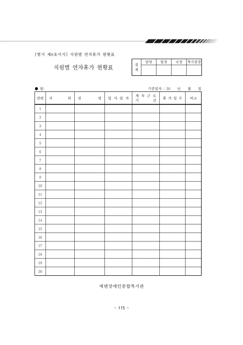 2025년 에덴장애인종합복지관 운영규정집 116페이지
