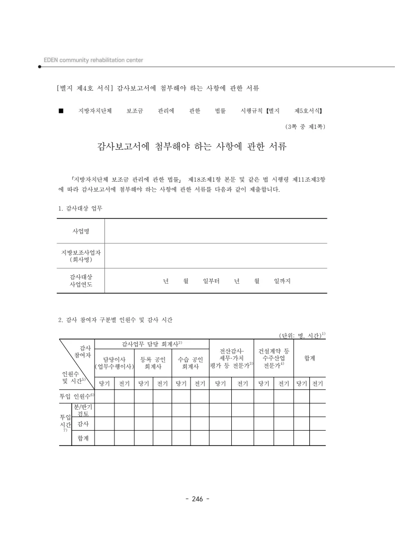 2025년 에덴장애인종합복지관 운영규정집 247페이지