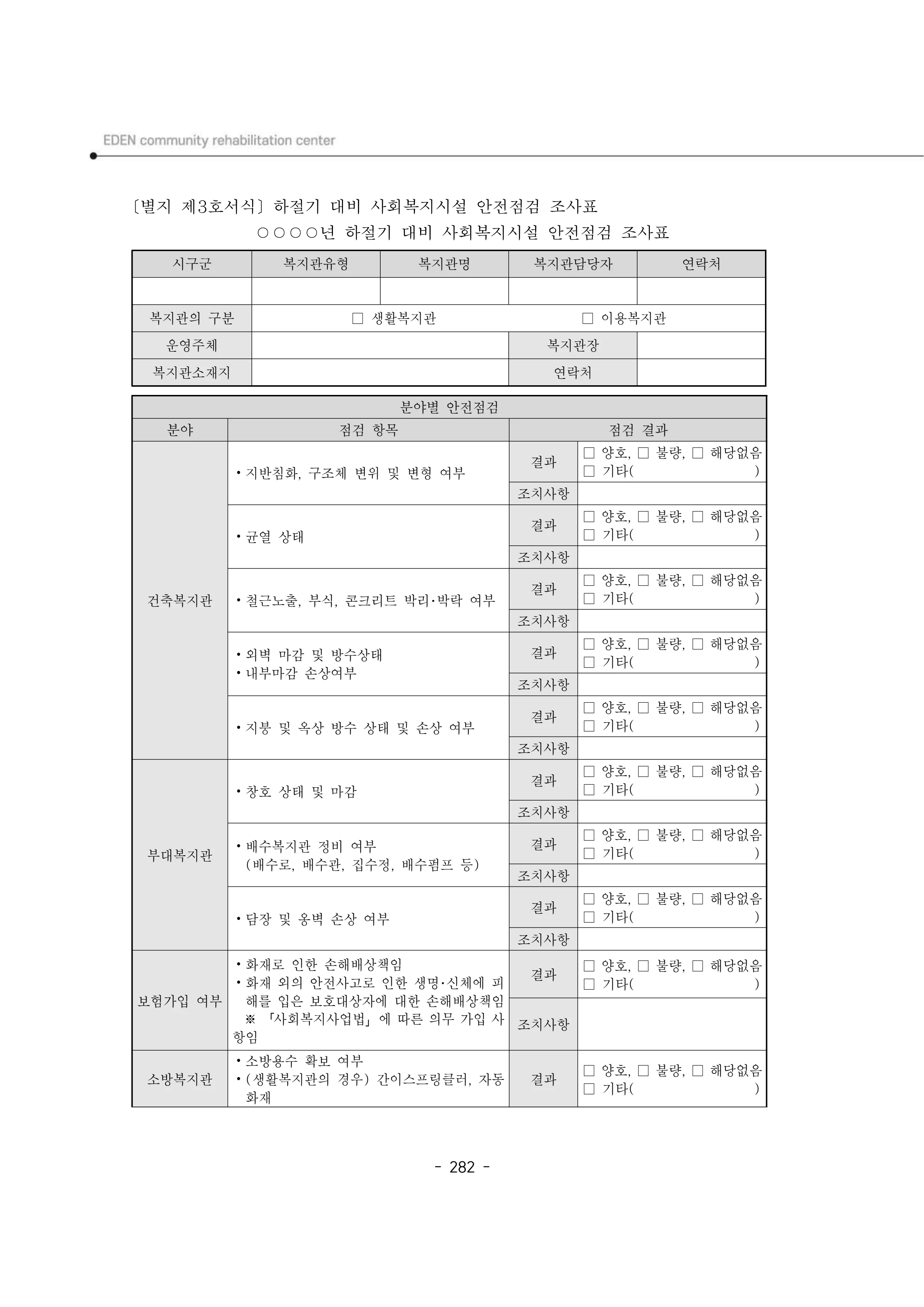 2025년 에덴장애인종합복지관 운영규정집 283페이지