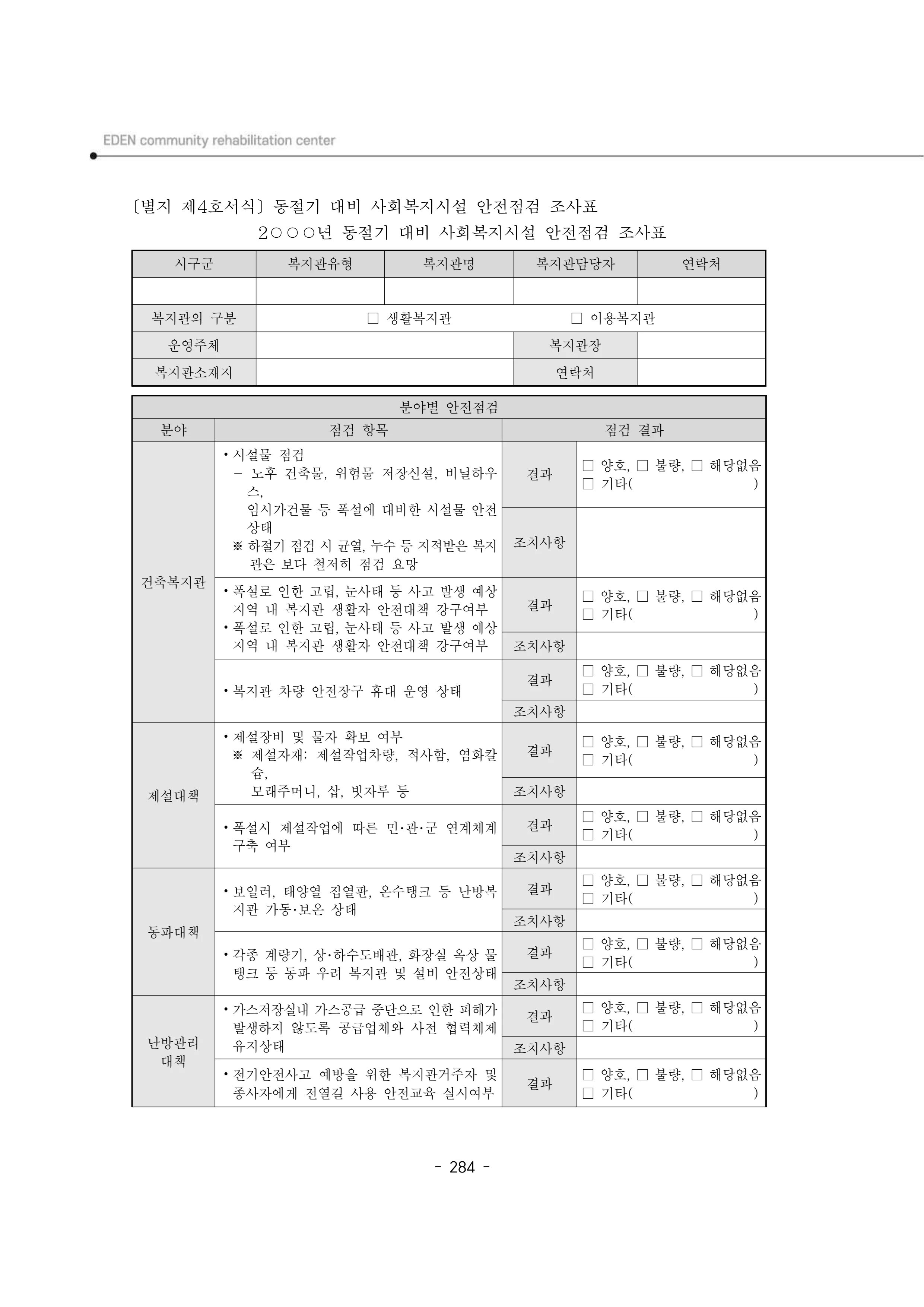 2025년 에덴장애인종합복지관 운영규정집 285페이지
