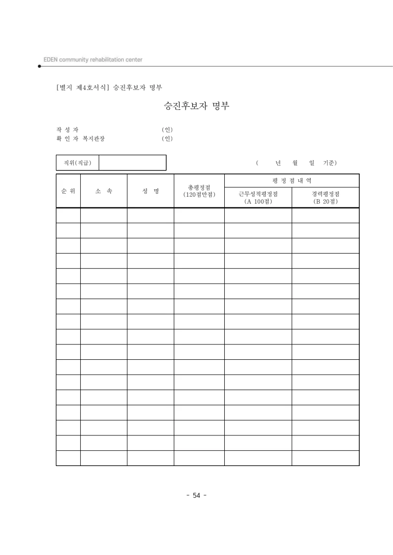 2025년 에덴장애인종합복지관 운영규정집 55페이지