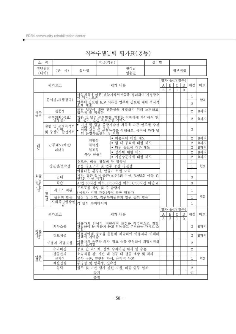 2025년 에덴장애인종합복지관 운영규정집 59페이지
