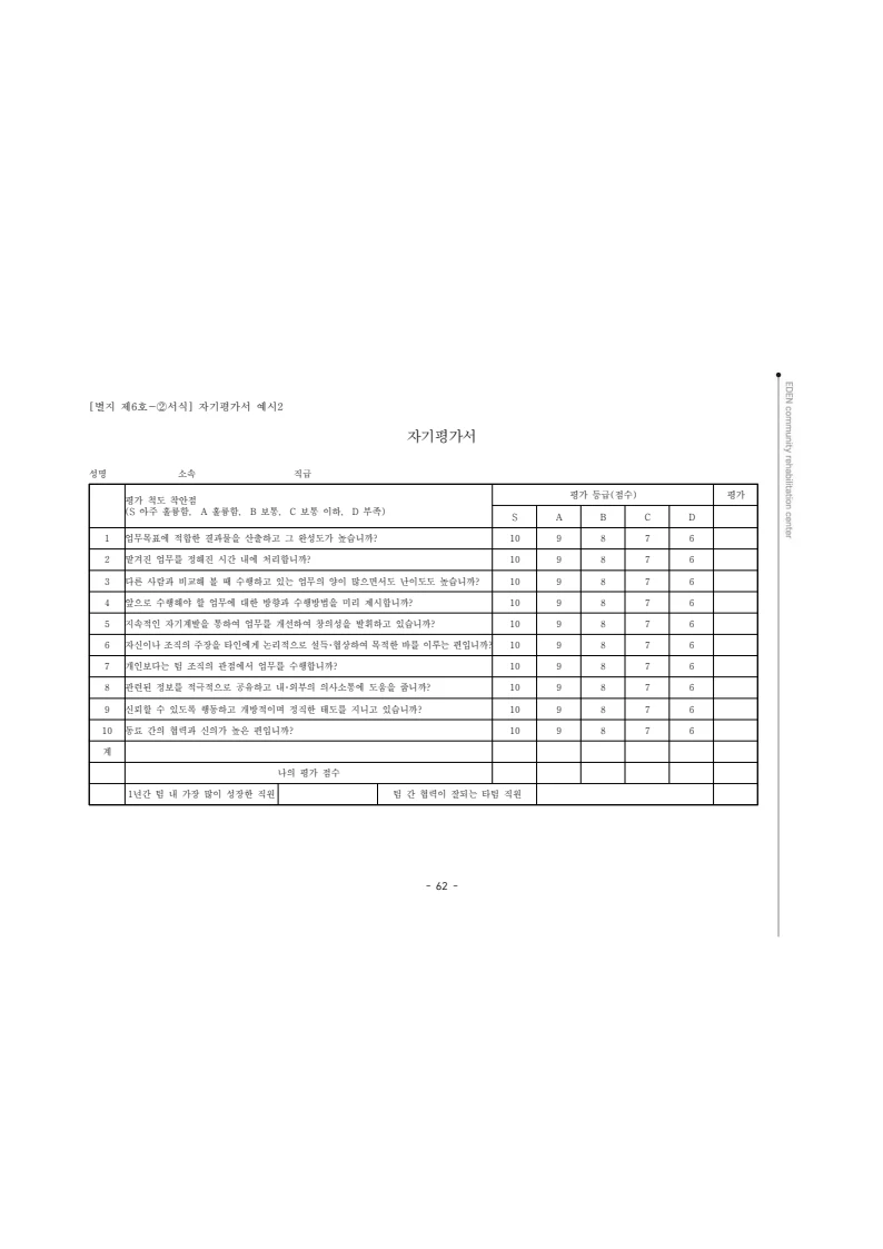 2025년 에덴장애인종합복지관 운영규정집 63페이지
