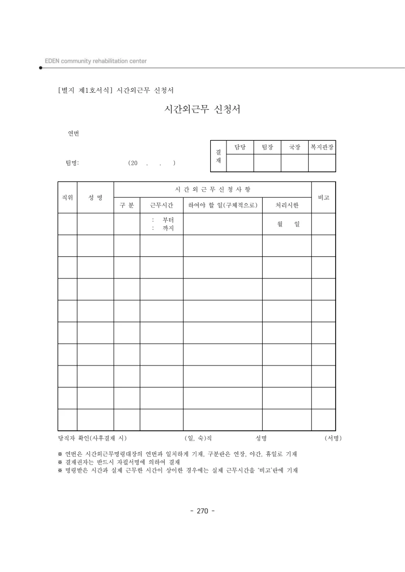 2024년 에덴장애인종합복지관 운영규정집 271페이지