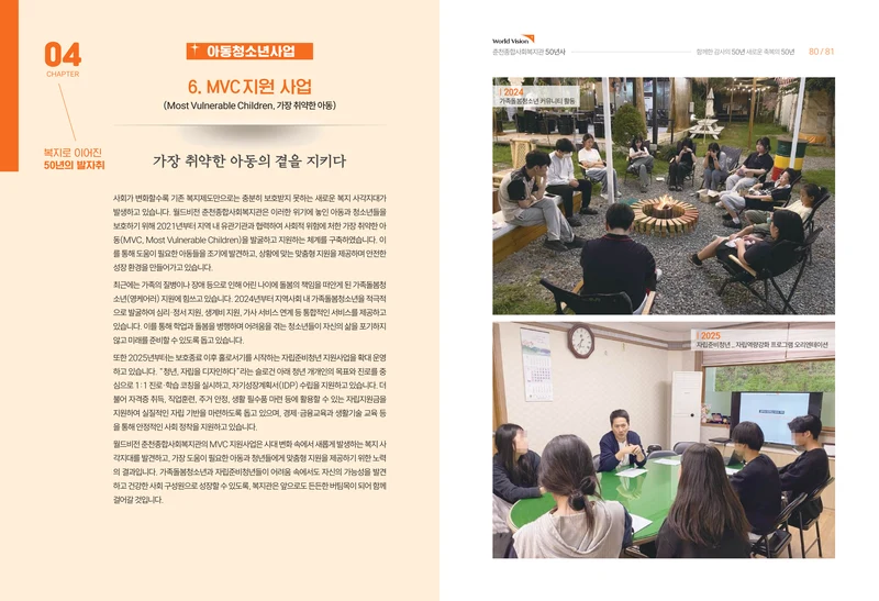 월드비전 춘천종합사회복지관 50주년 기념 책자 42페이지